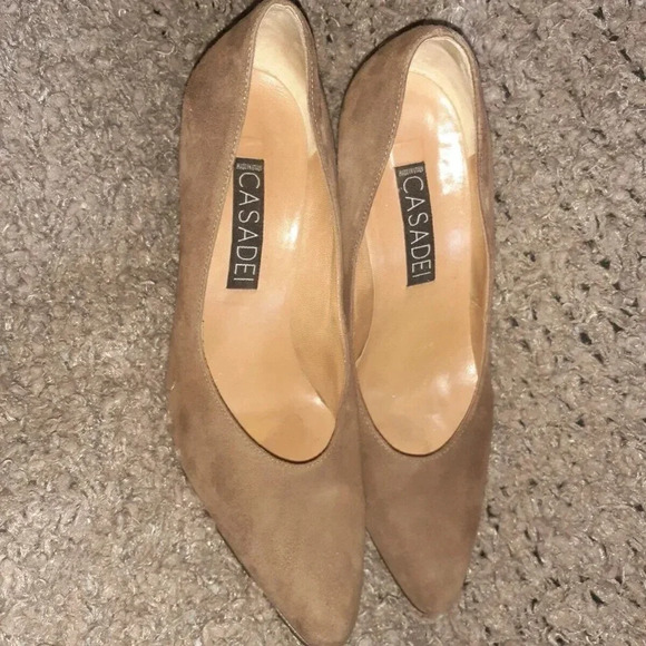 CASADEI-Mid-Brown Suede Classic Pumps-Spool Heels-Size 6.5-Excellent - Picture 6 of 7